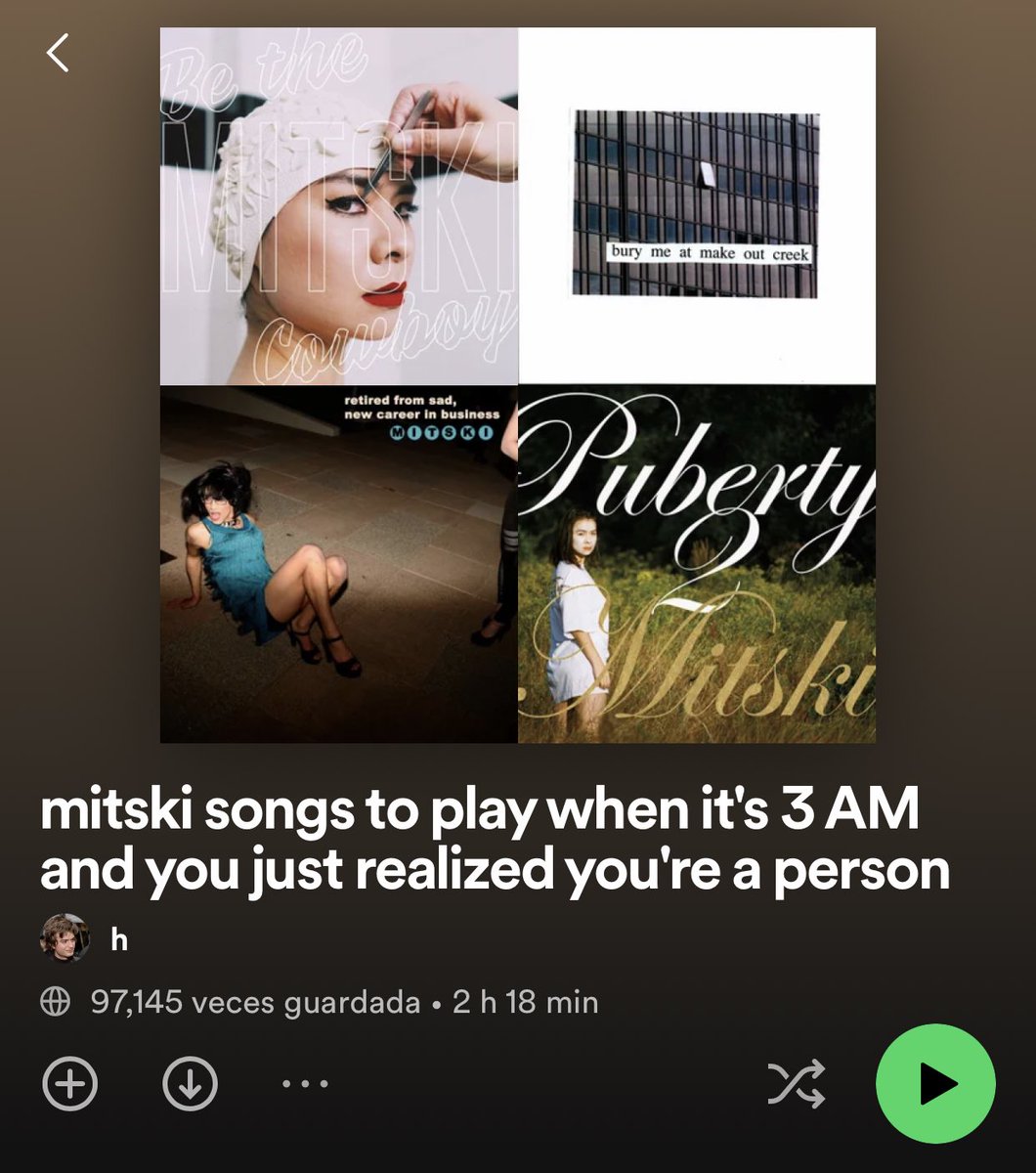 luza_kova's tweet photo. TKM gente que hace playlists específicas de Mitski. https://t.co/cPLV52e17p