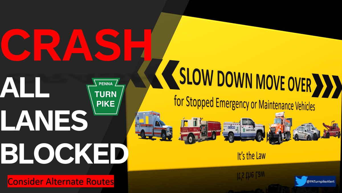 PATurnpikeAlert's tweet photo. CRASH #PaTurnpike I-276 East milepost 334.6 East between Norristown Exit #333 & Ft. Washington Exit #339. All lanes are blocked.  Traffic is getting past the scene using the right shoulder.  Be alert for stopped traffic. Expect Delays. @PA_Turnpike @TotalTrafficPHL @KYWRadioTraffic @WTOP