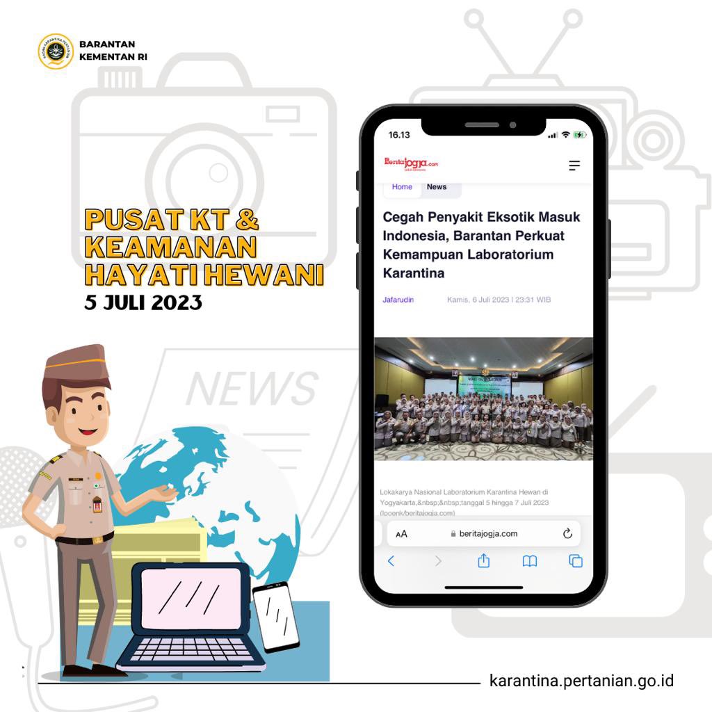 BarantinRI's tweet photo. SobatQ,

Mau tahu kegiatan kami dalam sepekan?

Berikut kami rangkum dalam deretan informasi terkait pengawasan, keamanan, pengendalian mutu pangan dan pakan asal produk pertanian, serta upaya peningkatan ekspor pertanian indonesia.

#KlipingBarantan
Karimin #SapaPagi https://t.co/IRl3Dtgc5E