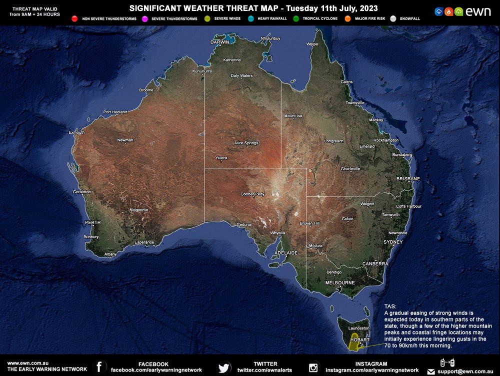 National Weather Threat Map 11 July: #TAS ewn.com.au/info/significa…