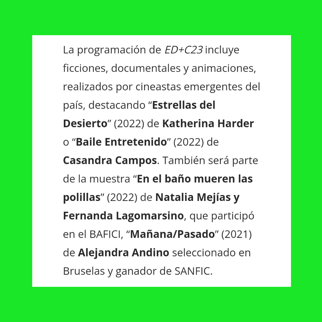 cortosengrande's tweet photo. #EDMC2023 | Últimos días para ver, comentar y compartir El día más corto en #OndaMedia: https://t.co/6mXRtTlmwj

👉 Vota por el #PremioDelPúblico en https://t.co/gpssknIZw8

🙌 Gracias a lxs amigxs de @bitacoradecine por llevar la celebración del cortometraje chileno más lejos✨ https://t.co/b5z1nRIakL