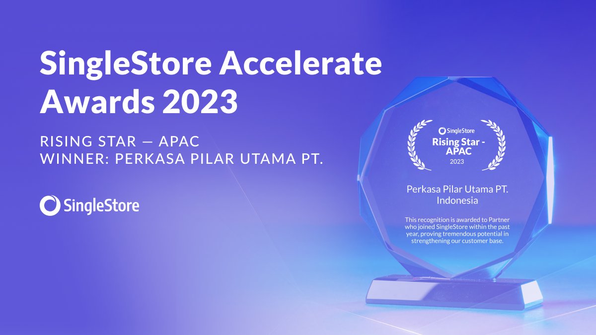 SingleStoreDB's tweet photo. We would like to congratulate the winners of the SingleStore Accelerate Awards 2023 for their contribution to the success of SingleStore in the Asia Pacific: 🎉

🌟 Rising Star Winners: @perkasaid and SV Technologies JSC https://t.co/wOtj7qmJTQ