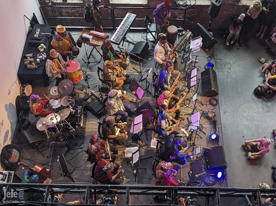 Jefe's tweet photo. The Sun Ra Arkestra, with 99-year-old Marshall Allen, Sunday afternoon 7/9/23 at Pioneer Works, Redhook, Brooklyn
https://t.co/EYuPUUDrli https://t.co/bgjUxkG1dl