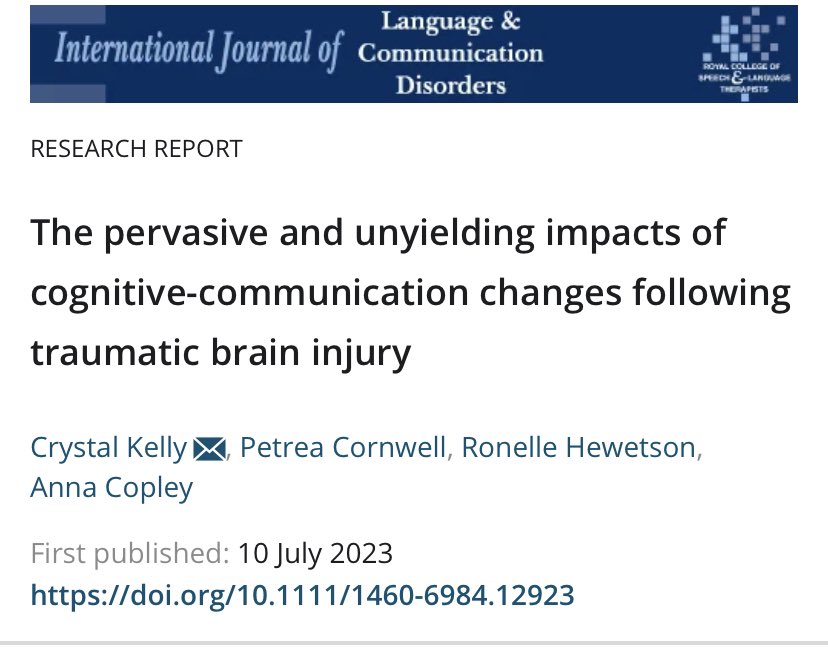 What are the long term impacts of cognitive-communication changes following TBI? Our latest publication explores this topic and includes amazing insights from our participants onlinelibrary.wiley.com/share/author/P…