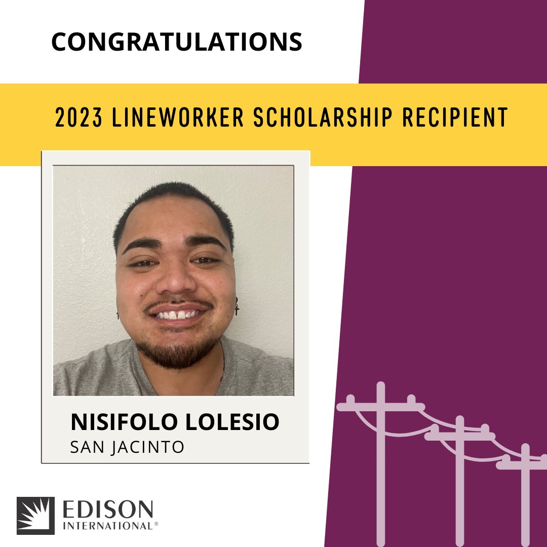 'Given the opportunity to become a lineworker would be life-changing for me and my family. There is no other occupation like a lineworker.” Nisifolo Lolesio | 2023 Edison Lineworker Scholarship Recipient 

👷 More on Nisifolo: on.edison.com/3kE4fVy

#LineworkerScholarship #DEI