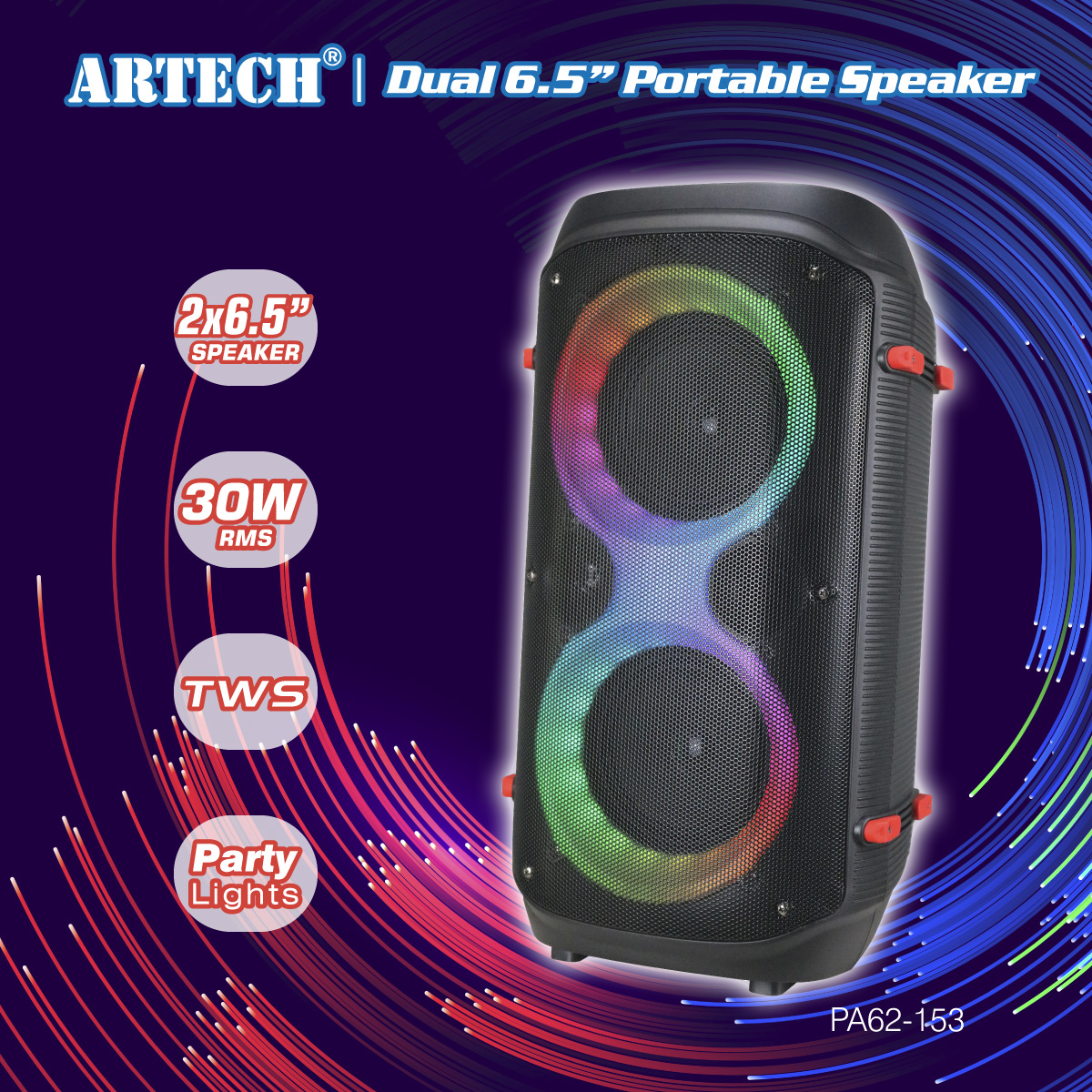 artech_elec's tweet photo. PA62-153 features 2-Way Speaker System, 2 x 6.5" Speaker, 30W RMS, True Wireless Stereo (TWS), FM Radio, Party Lights, Bluetooth, Mic Input, Remote Control
https://t.co/4T2n9fbn0Y
#Artech #PA62-153 #Bluetooth #TWS #PartyLights #PortableSpeaker #PartySpeaker https://t.co/B246qtAjQM