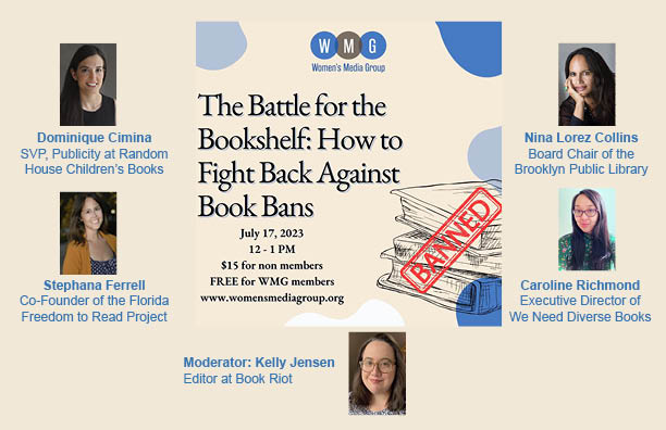 ksandler1's tweet photo. Do you care about #bookbans? Come hear this amazing line-up of speakers to find out what you can do to fight them!! 7/17 from 12-1pm ET. Sign up QUICK! FREE for @WMG_NYC members, $15 for non-members.  https://t.co/CSGx9I70mh https://t.co/jLYU2hwqmF