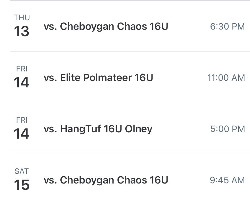 Here is my schedule for pool play in Grand Rapids for the Blue Chip tournament! I hope to see you there! <a href="/AlmaScotsSB/">Alma College Softball</a> <a href="/AlmaScotsSB/">Alma College Softball</a> <a href="/CalvinSoftball/">Calvin Softball</a> <a href="/cunesoftball/">Concordia Softball</a> <a href="/HopeCollegeSB/">Hope Softball</a> <a href="/KzooSoftball/">Kalamazoo College Softball</a> <a href="/MacombSoftball/">Macomb Softball</a>