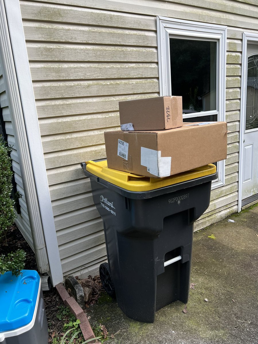 ATCchic's tweet image. Hey @UPS what part of this looked like a good delivery place?  Especially when I have a COVERED front porch???
