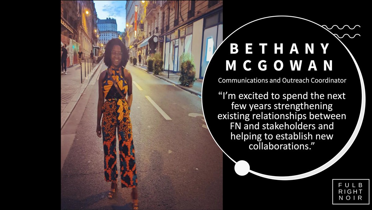 They're official! We're pleased to introduce you to the 2023-25 #FulbrightNoir Board!🎉

Meet Allison, Brittany, Magali, and Bethany.  Stay tuned this week as we highlight each member.🖤