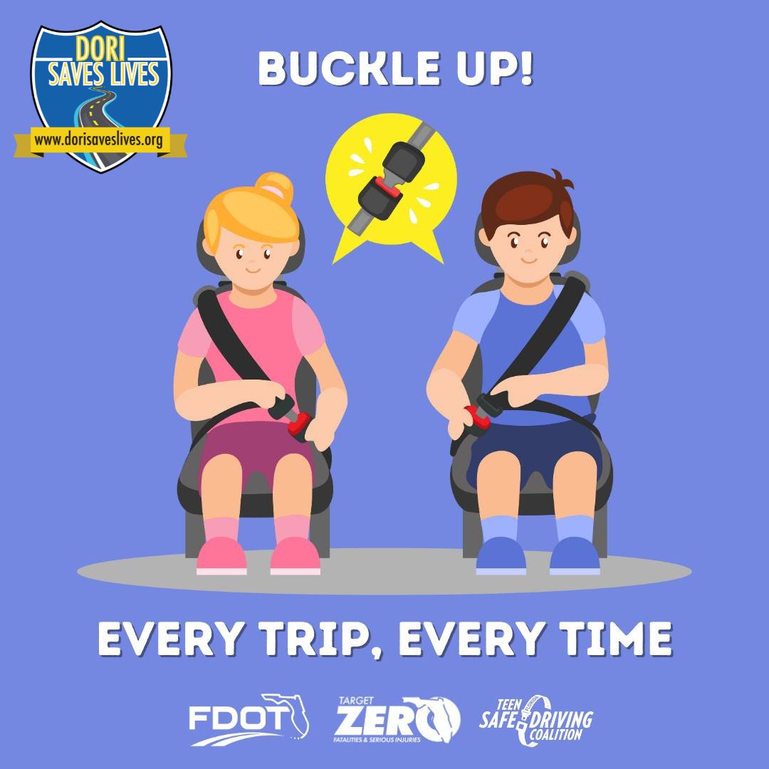 Using a safety belt is one of the most effective ways to save lives and reduce injuries in crashes. Buckle up every trip, every time. Learn more at: DoriSavesLives.org
#DoriSavesLives #SeatbeltCompliance #SafetyFirst #TeenDriverSafety