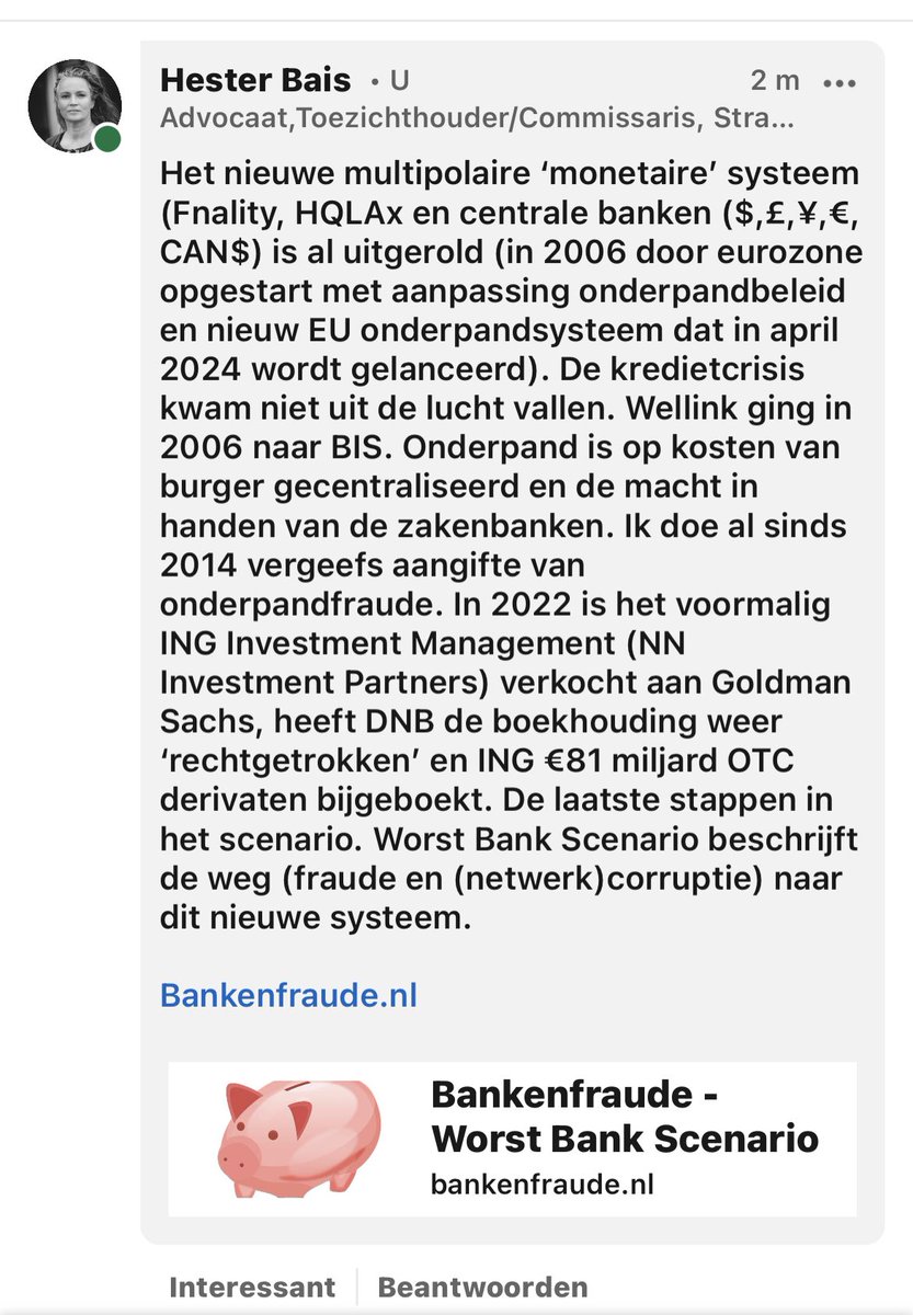 Het nieuwe multipolaire‘monetaire’ systeem is klaar en gaat binnenkort ‘live’. In 2007 is startschot gegeven door eurozone voor nieuwe onderpandsysteem met centralisatie onderpand en werden onderpandeisen versoepeld om wereldwijde liquiditeit te ‘genereren’. 

#WorstBankScenario