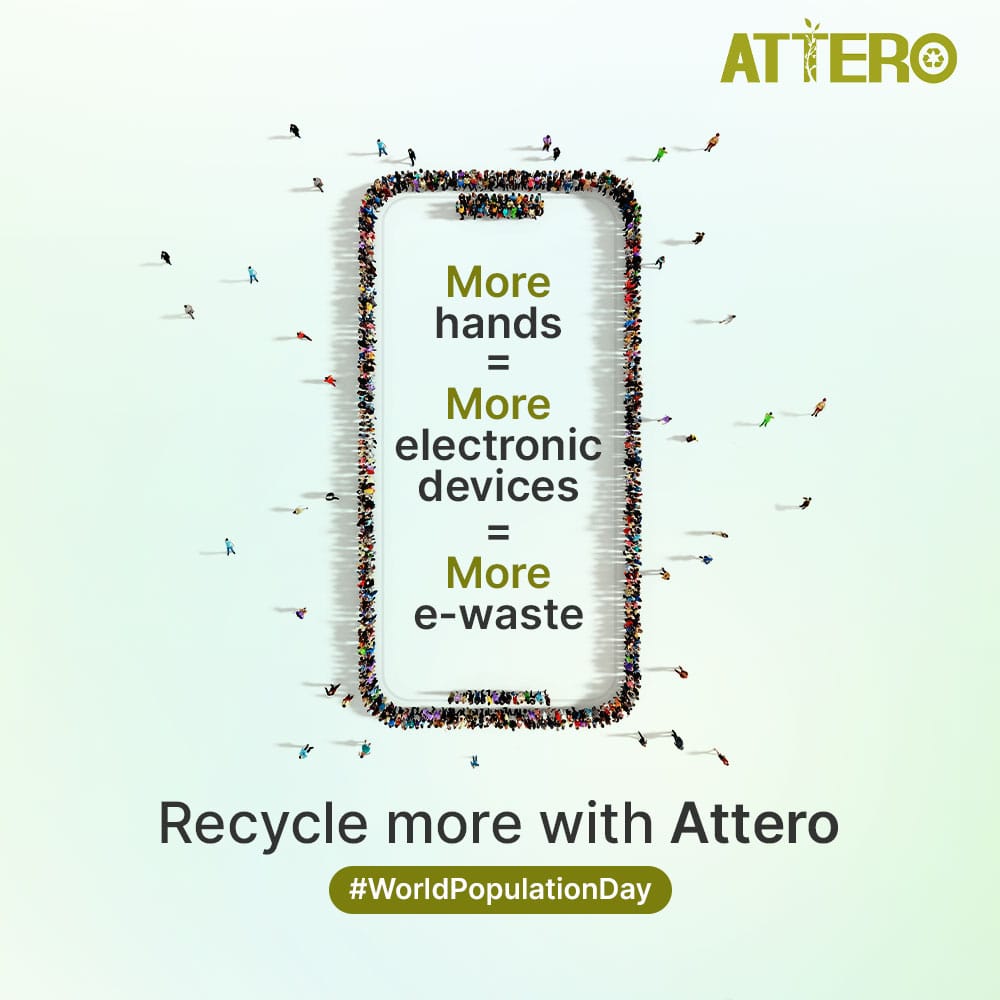 AtteroIndia's tweet photo. The more we grow, so will our need and dependence on electronic devices. Let us conserve our resources for future generations by ethically recycling our e-waste.
#WorldPopulationDay
#RecyclingSolution #PopulationDay #Electronics #ElectronicDevices #EWaste #SustainableFuture https://t.co/Gw0DRjXVKR