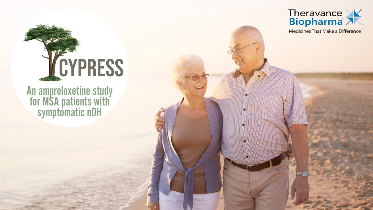 MSAhope's tweet photo. @TheravanceBio is currently recruiting for the Phase 3 CYPRESS #clinicaltrial evaluating the efficacy &amp; safety of ampreloxetine, a once-daily drug with the goal of symptom relief in people with nOH &amp; #multiplesystematrophy
Learn more on qualifying: https://t.co/90kVxPXbjk https://t.co/B7Tv03o2rX