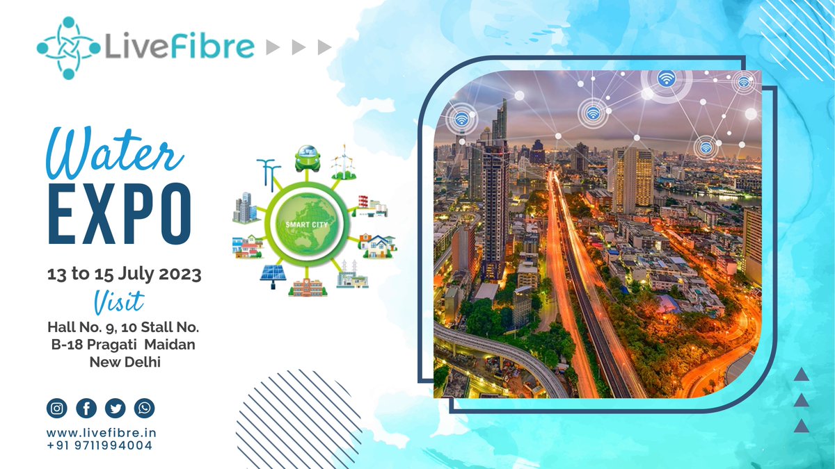 livefibre's tweet photo. Connect with industry leaders at the Water Expo, where groundbreaking solutions for smart cities are showcased. Together, let's leverage technology to conserve our most valuable resource - water. Join us and make a difference! #savewater #waterindustry #smartcities @sudeepdutt https://t.co/a3WUOyQjBl