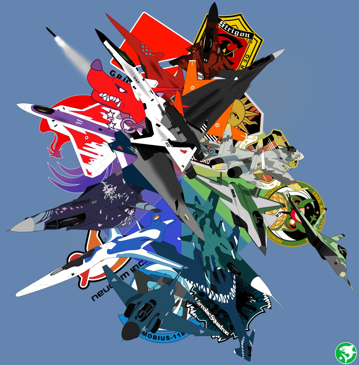 WulfyWaffle's tweet photo. The Ace Combat color wheel is finally done! https://t.co/KZfrPrsKwL