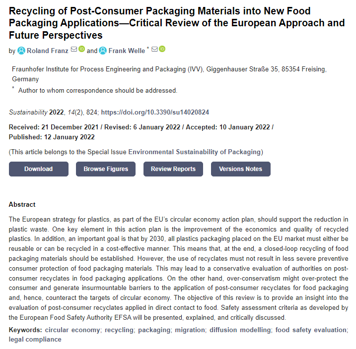 Sus_MDPI's tweet image. #SUSEditorialChoice

#Recycling of Post-Consumer #PackagingMaterials into New #FoodPackaging Applications—Critical Review of the European Approach and Future Perspectives

by Roland Franz and Frank Welle 

mdpi.com/2071-1050/14/2…

#sustainability #circulareconomy