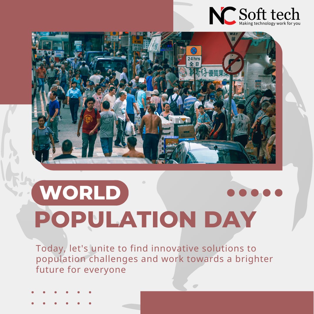 ncsofttech's tweet photo. Today, we recognize the importance of addressing population issues. Let's strive for equality, access to resources, and a brighter future for everyone.
#NCSofttech #NCPCSofttech #population #worldpopulationday #populationissues #equality #education https://t.co/3RENiA37U0