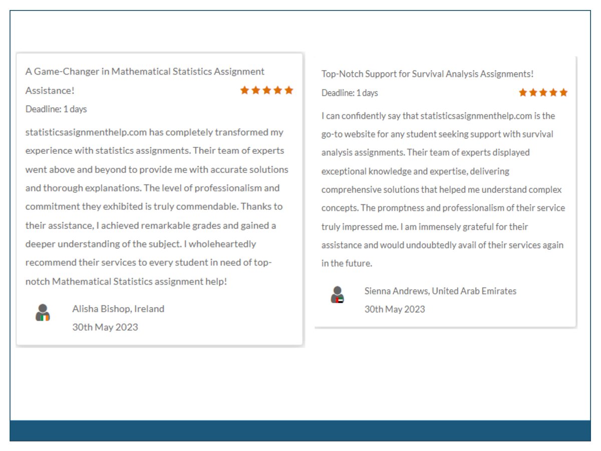 statisticsassi5's tweet image. Experience unparalleled Statistics Assignment Help with glowing testimonials from thrilled students. Unlock your statistical prowess with our trusted service. Discover excellence today!
bit.ly/3hYGXYZ 
#statisticsassignmenthelp #statisticsassignmenthelper #education