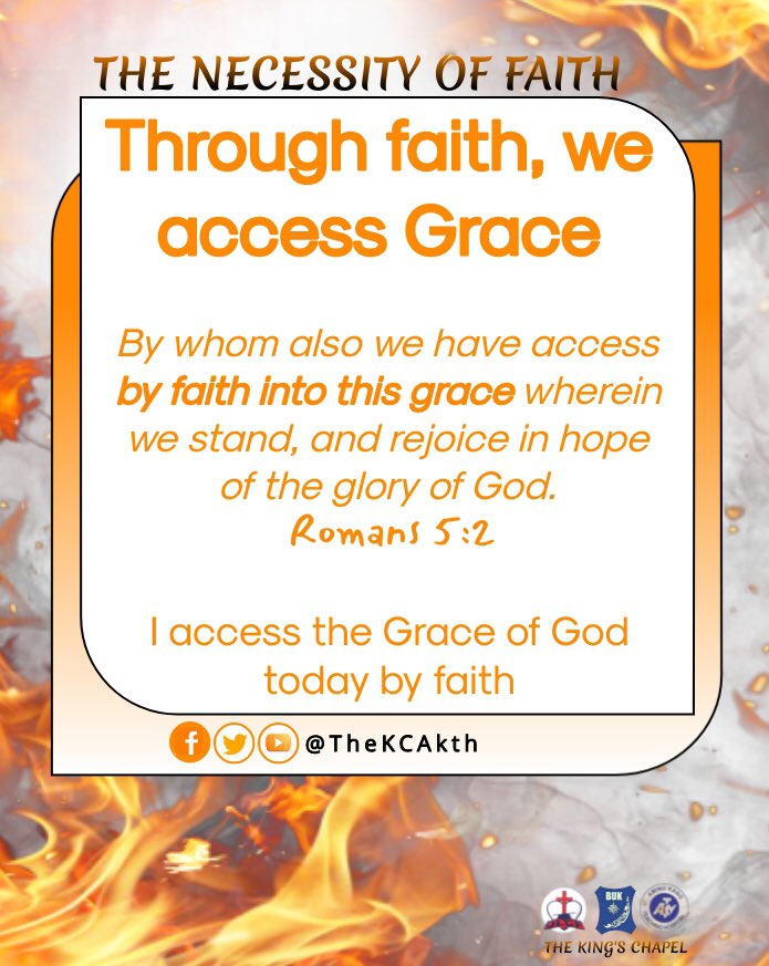 TheKCAKTH's tweet photo. #Faith
THROUGH FAITH WE ACCESS GRACE
Romans 5:2 (KJV) By whom also we have access by faith into this grace wherein we stand, and rejoice in hope of the glory of God.
I access God's grace by faith today
#TheKCAKTH #DLCF #DLCFKANO #Kano #BUK #AKTH
#TheNecessityOfFaith #July https://t.co/d3Lz9vECgv