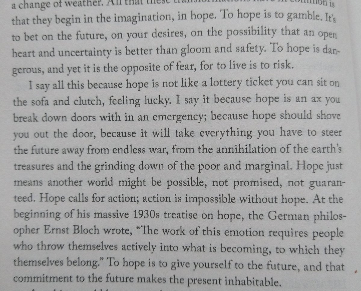 Reflecting (wearily) on #synod and thinking about our last morning as we debate the response to the climate emergency with <a href="/RebeccaSolnit/">Rebecca Solnit</a>'s Hope in the Dark...'hope calls for action, action is impossible without hope'