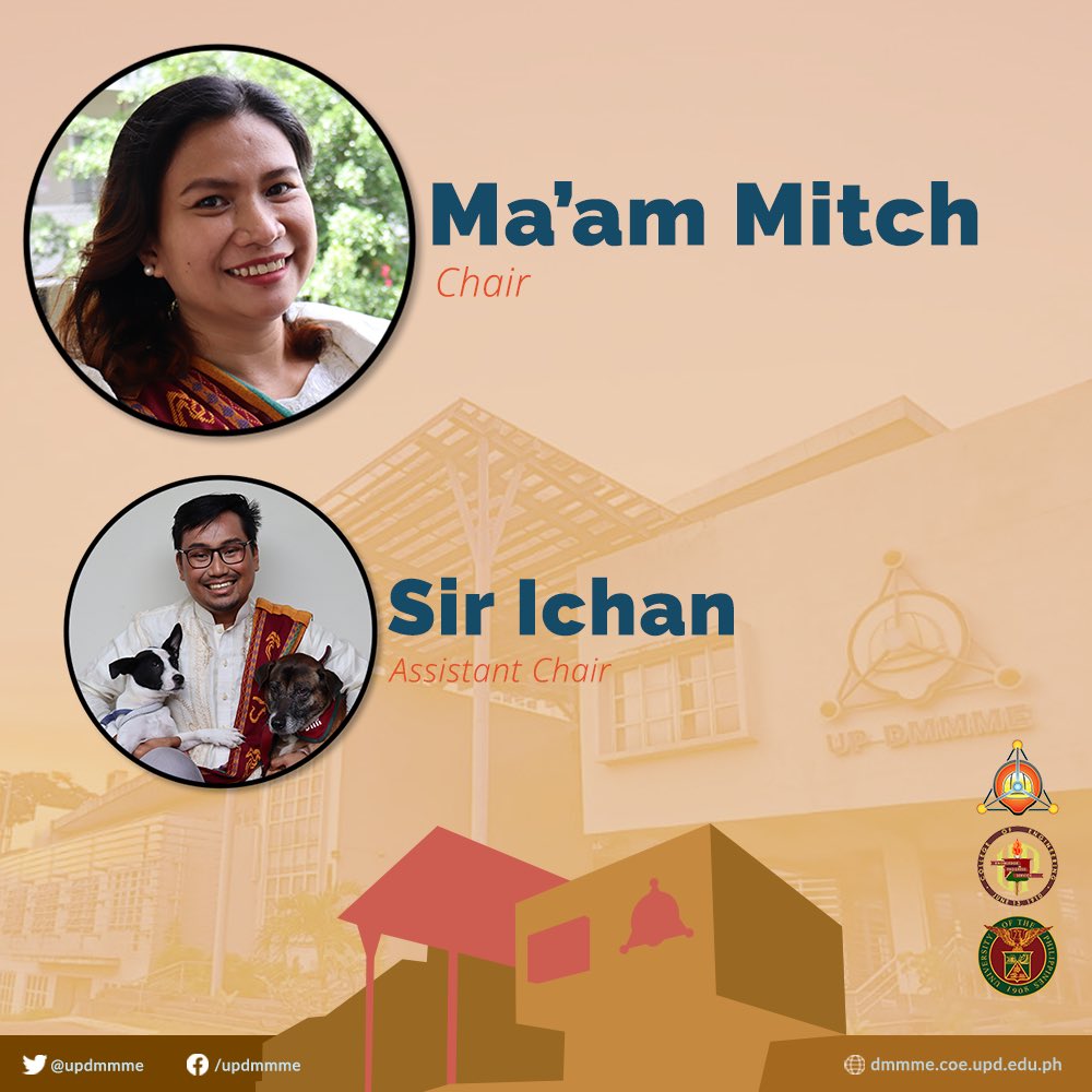 updmmme's tweet photo. We are pleased to welcome Asst. Prof. Mitch-Irene Kate Galvan-Oyales as our new department chair, and Asst. Prof. Ichan Arranz as our new assistant chair, effective July 1, 2023. https://t.co/eTQqz5lNjk