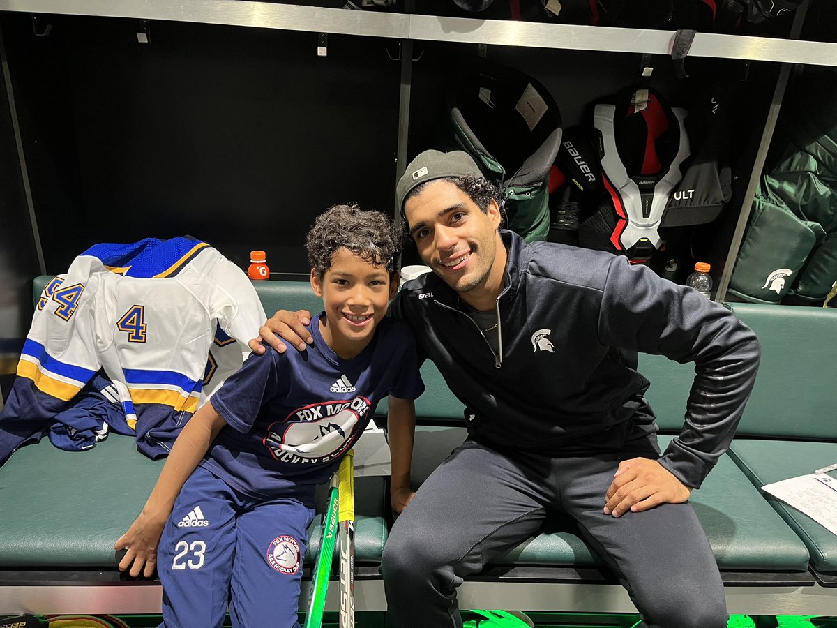 This is my buddy Lukus and I. We met my freshman year at MSU. Since then we have been each others inspirations to love and play hockey. Today we finally got a chance to spend the day together and share that love for the game. Unforgettable day for the both of us 🤙 @Hockeyfist