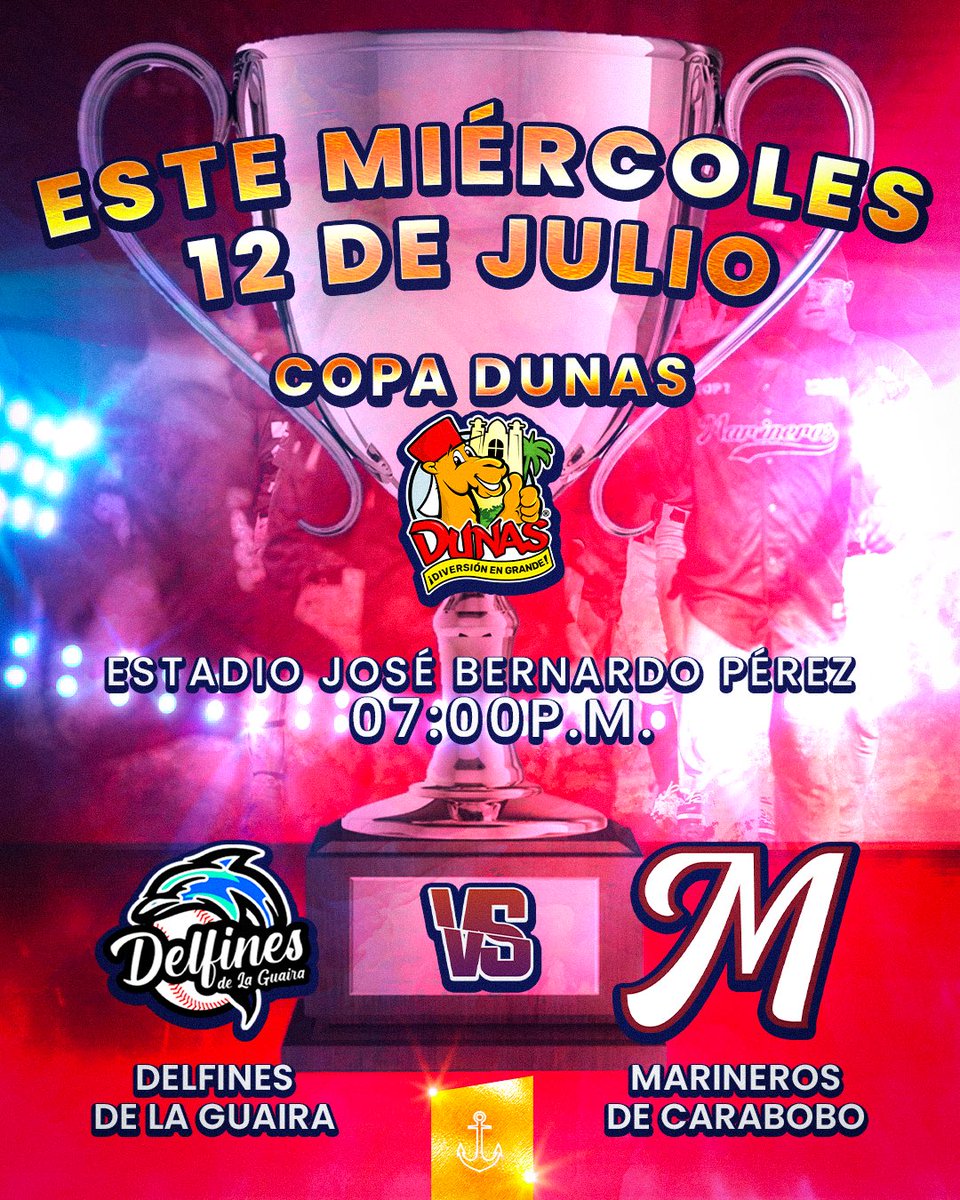 ¡¡COPA DUNAS EN LA FINAL!! 🤩🎢

⚓️ Este miércoles 12 de junio estaremos disputando la Copa Dunas (<a href="/Parquedunas/">PARQUE DUNAS</a>) en el tercer juego de la final de la @lmbp_ve ante Delfines de La Guaira.