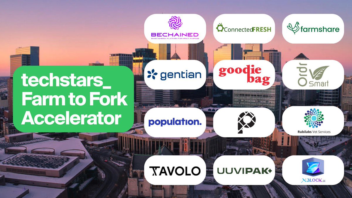 Congratulations to the 12 incredible companies that will be part of our 2023 Farm to Fork program in collaboration with <a href="/Ecolab/">Ecolab</a>! 🎉 

Read the full class announcement here: techstars.com/newsroom/annou…