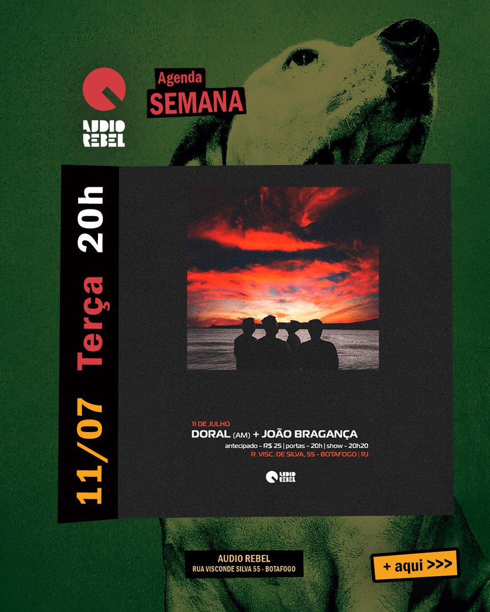 📌 11/07 #terça-feira 20h

DORAL + JOÃO BRAGANÇA

A banda Doral, de Manaus (AM), chega no palco da <a href="/audiorebel/">Jordan Syverson</a> , acompanhada do grande João Bragança (RJ)! 

<a href="/doralmusic/">Doral 🎶</a> + <a href="/joaobraganca_jb/">João Bragança</a> 

🎟️ Ingressos Antecipados (Pix ou Sympla)
audiorebel.com.br/agenda/doral-j…