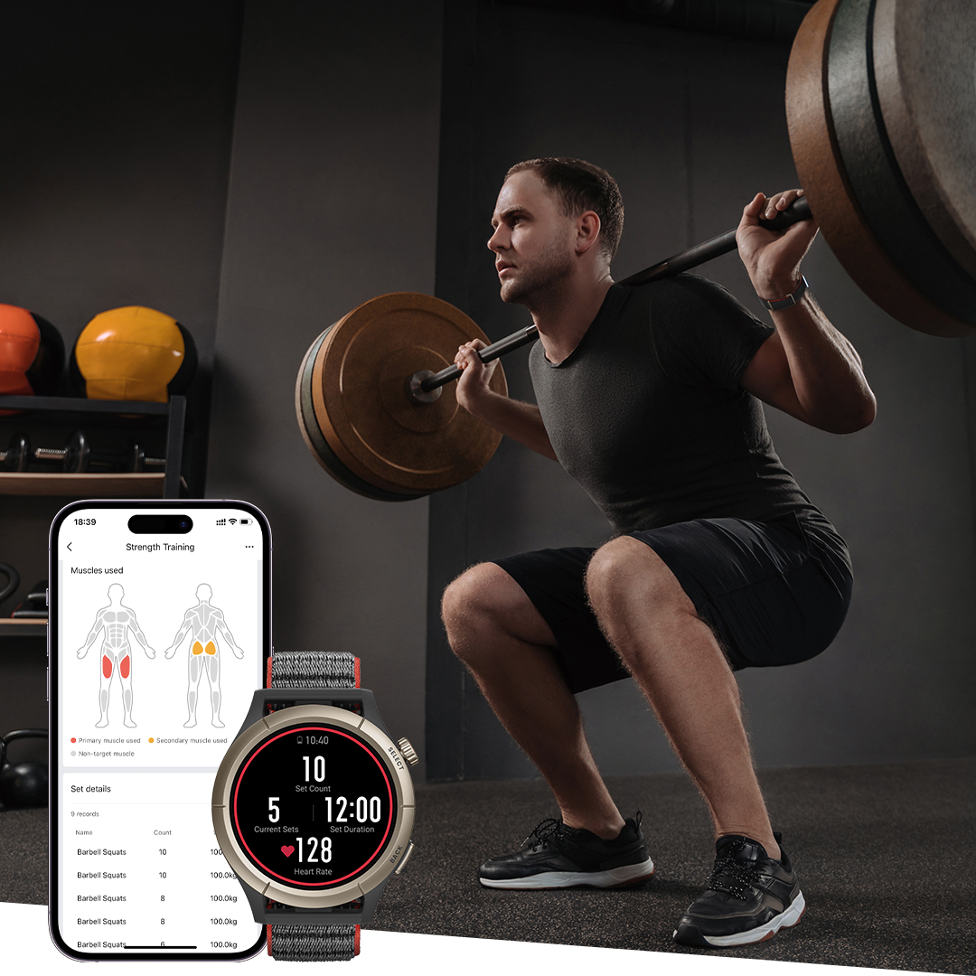AmazfitGlobal's tweet photo. To #RunLikeAPro, you have to train like one 🏋️♂️ The new #Amazfit #CheetahPro can auto-detect 25 strength exercises, and track your reps, sets, rest time &amp; trained muscle groups. It's a #workout partner &amp; personal trainer in one 💪⌚ #BreakingLimits #Smartwatch https://t.co/f5YS52GfH0