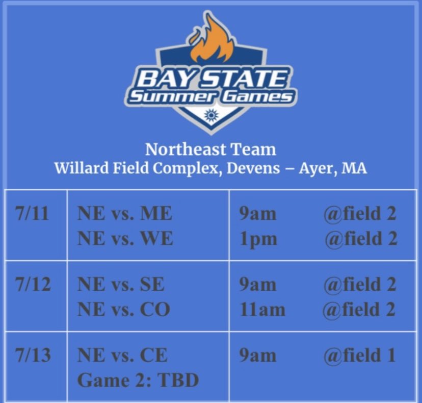 Proud to have made the <a href="/BayStateGames/">Bay State Games</a> softball team for the 2nd year, as well as being a BSG high school ambassador! Spent last week volunteering at BSG baseball games, and this week I’ll be taking the field with the Northeast softball team. This year we aim for the gold medal!