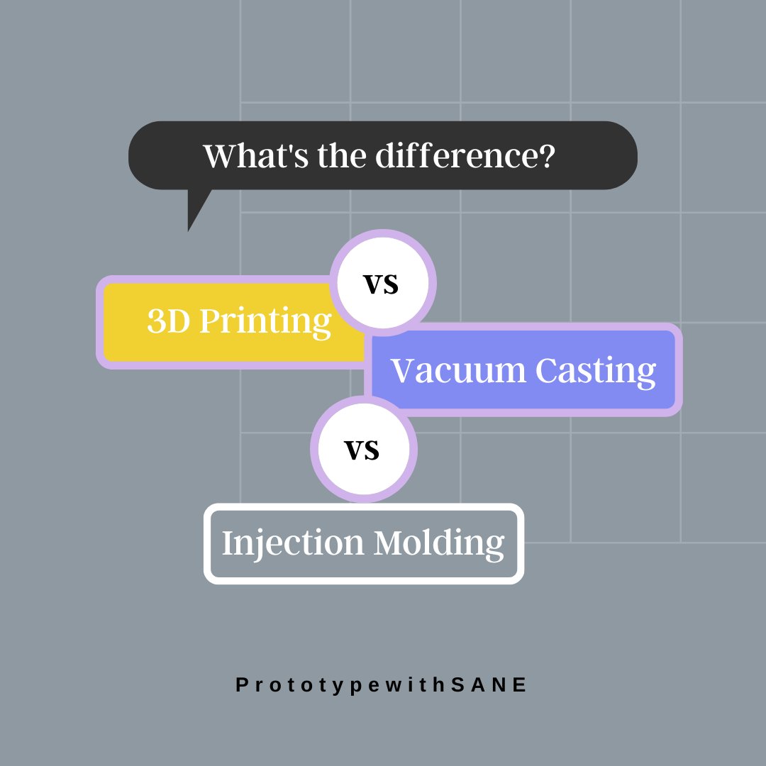 SanEPrototyping's tweet photo. 3D Printing vs Vacuum Casting vs Injection Molding!
Will you use a plastic part from a 3D printer, an injection mold, or vacuum casting?
#plasticprototype #3dprinting #vacuumcasting #injectionmolding https://t.co/sSXZMPAMtb