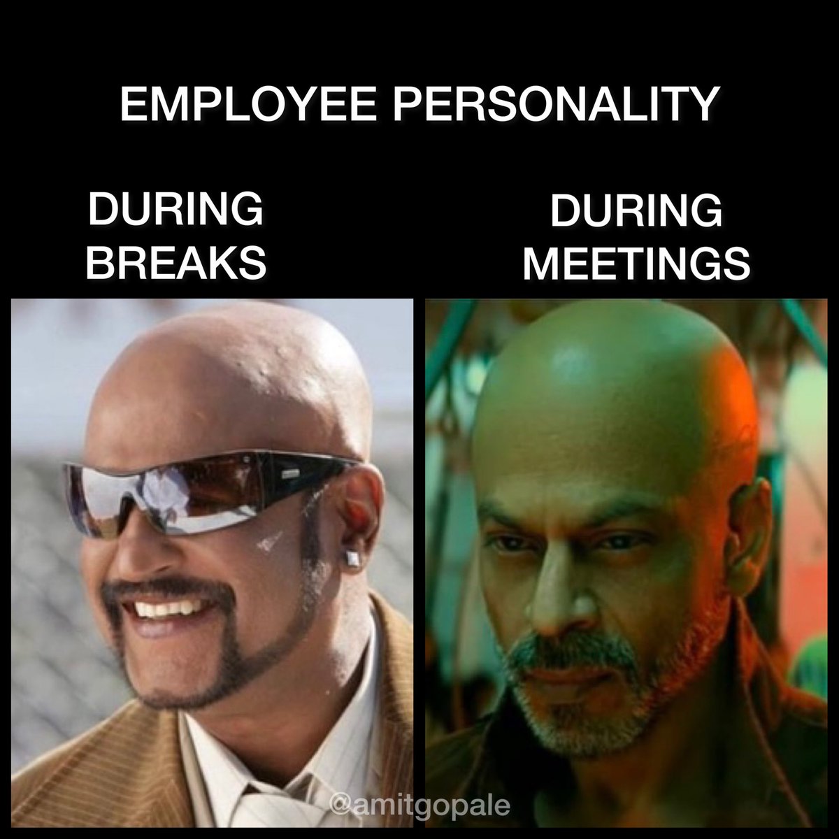 amitgopale's tweet photo. Break main Rajni..aur meeting main Gajni 😂😂🙌🏻
#jawan #employees #memes #corporatelife https://t.co/Rzyyxpo0N5
