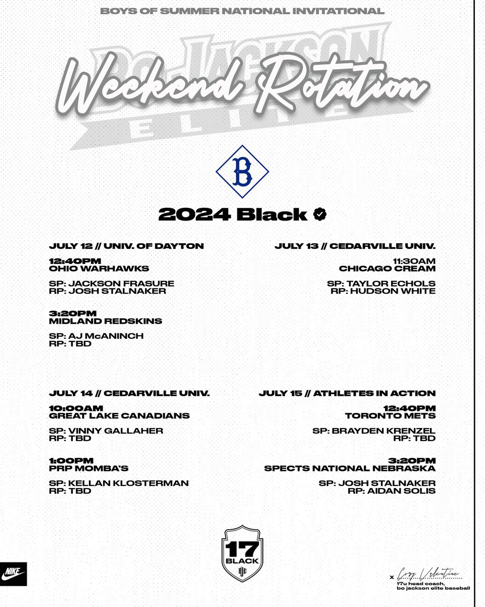 .<a href="/BoysSummerNIT/">Boys of Summer NIT</a> 🔜

<a href="/BoJackson2024/">Bo Jackson 2024- Black</a> // #BJEFam // #CreatedByCulture