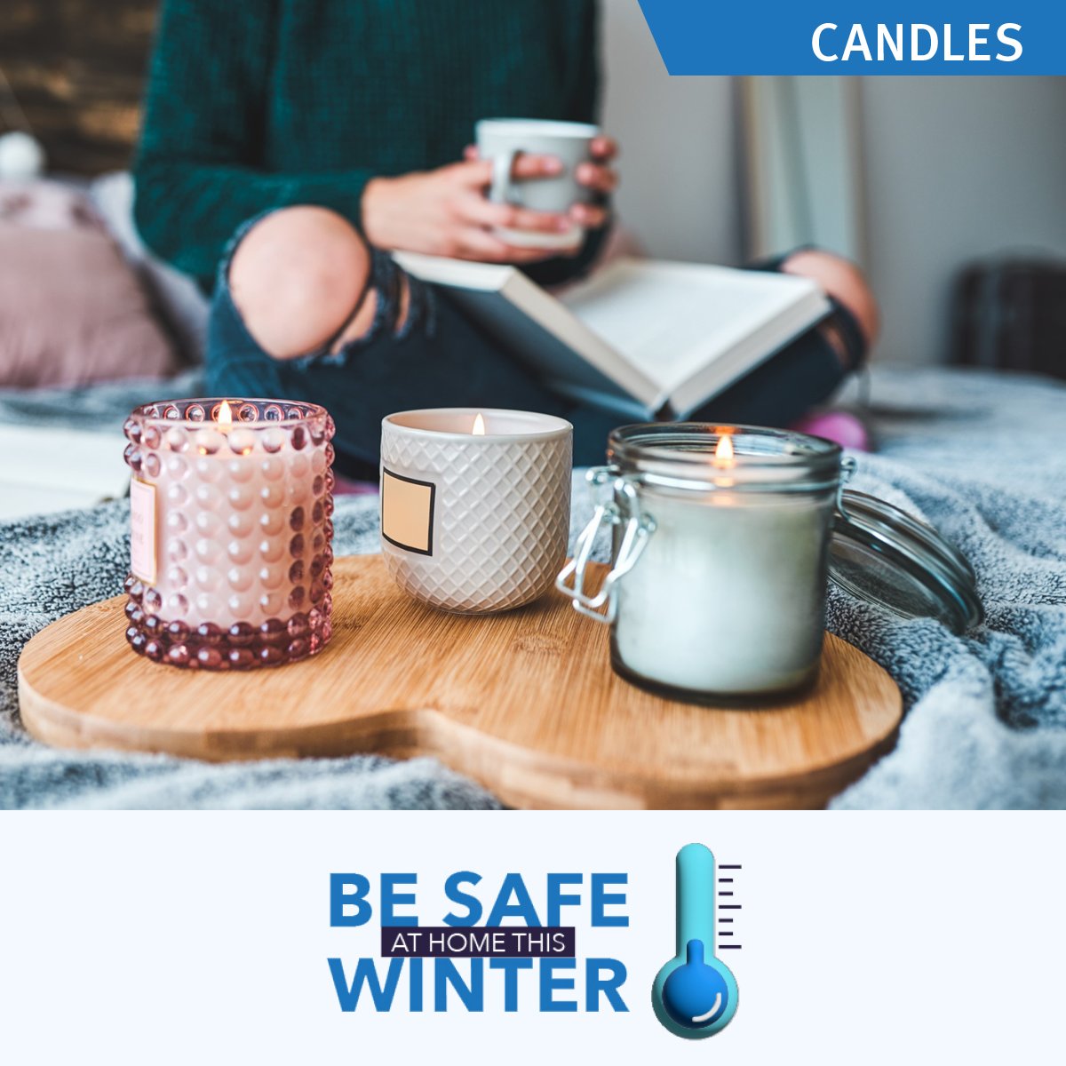 Candles can be calming, especially in winter. But never leave open flames unsupervised or near materials that can catch fire such as curtains, bedding or clothing.

Keep matches &amp; lighters out of children’s reach.

More winter safety tips: productsafety.gov.au/wellwinter

#WinterSafety
