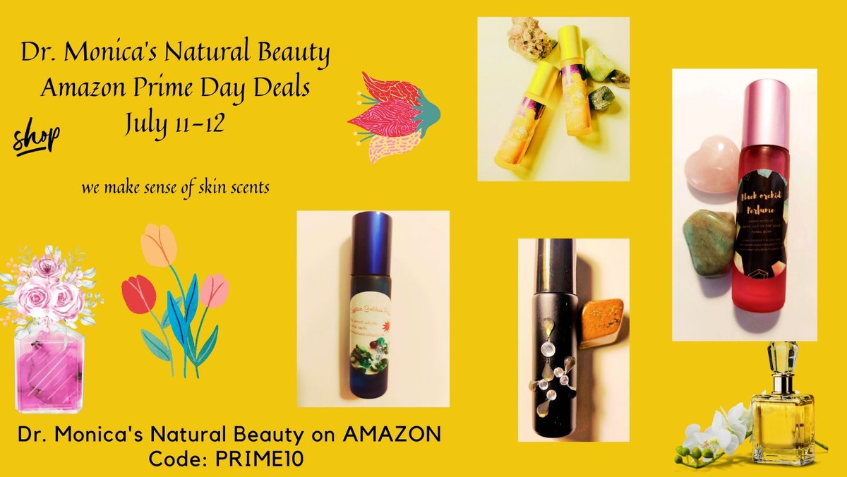 VegasHolistic's tweet photo. #amazon PRIME DAY DEALS! DR. MONICA'S NATURAL BEAUTY FEATURED "PRIME10"
Dr.  Monica's Natural Beauty is honored to present our EXCLUSIVE DEALS FOR  AMAZON PRIME DAY JULY 11-12! Our Award-Winning  Fragrances are featured. Use Coupon: PRIME10
#primeday #shop #News #amazonhandmade https://t.co/iD6BUU2cLC