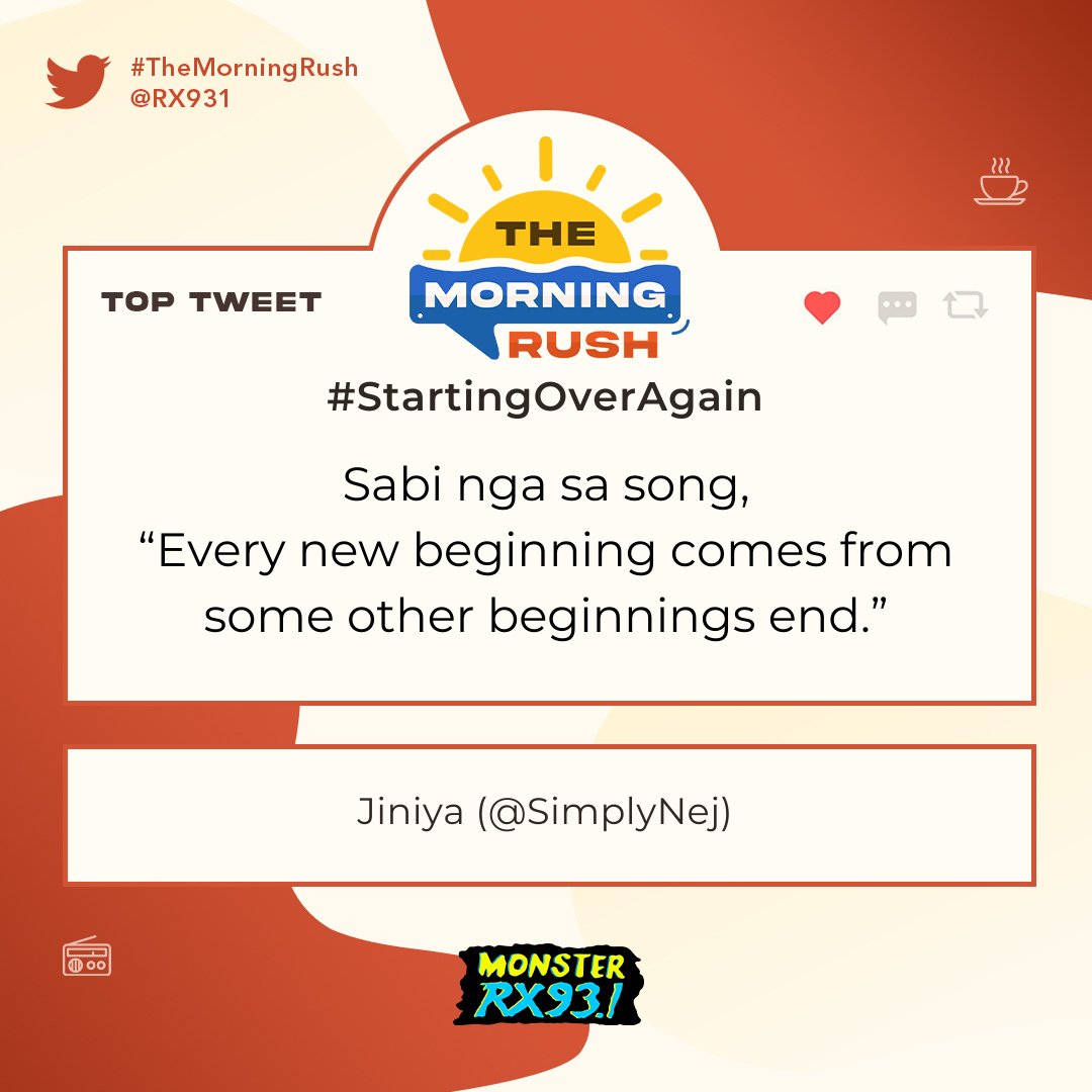 RX931's tweet image. Top Entry: #StartingOverAgain from @SimplyNej #TheMorningRush