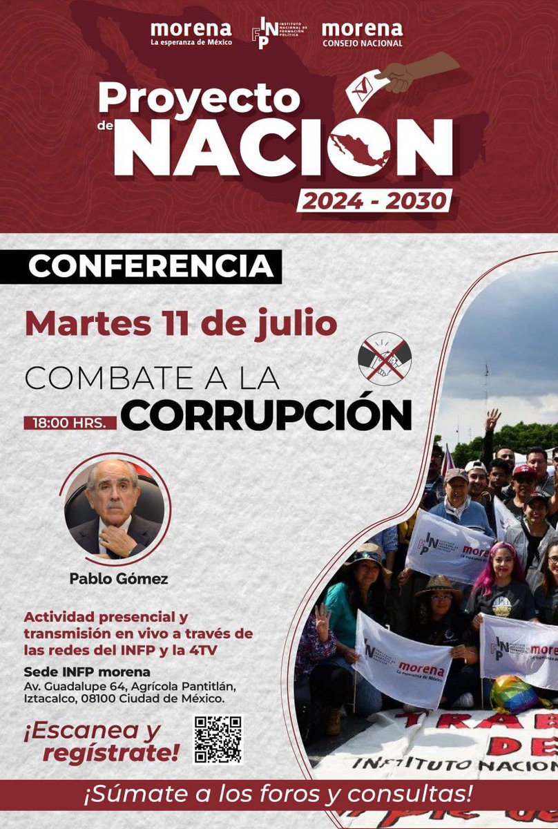 Sebas_RM's tweet photo. En el marco de la construcción del Proyecto de Nación de nuestro Movimiento, este martes @PabloGomez1968, titular de la UIF, ofrecerá una conferencia sobre combate a la corrupción. 

No se la pierdan en la sede del INFP y en las redes de la 4TV. https://t.co/wRJfvUecaK