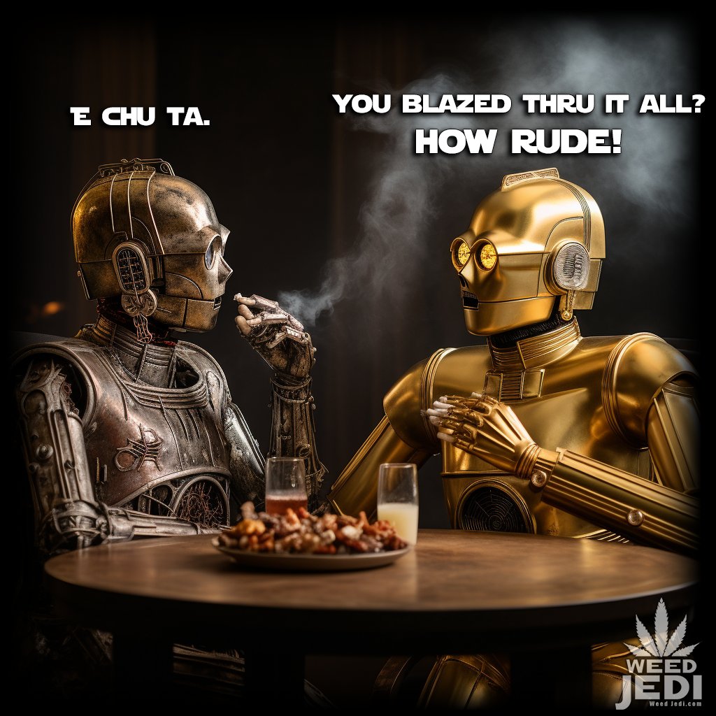 WeedJedi1's tweet image. Join Threepio and his kind in an unexpected encounter that sparks a lively debate over a Jedi herb. WeedJedi.com

#threepio #c3p0 #echuta #weedjedi #herblife #cannabislife #stonerlife #jedistoner