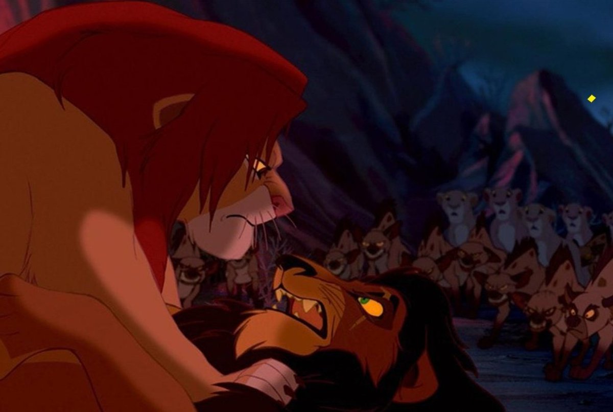 I love when Simba takes down Scar! Evil is defeated by the Son. The kingdom is restored to the true king. Sound familiar...