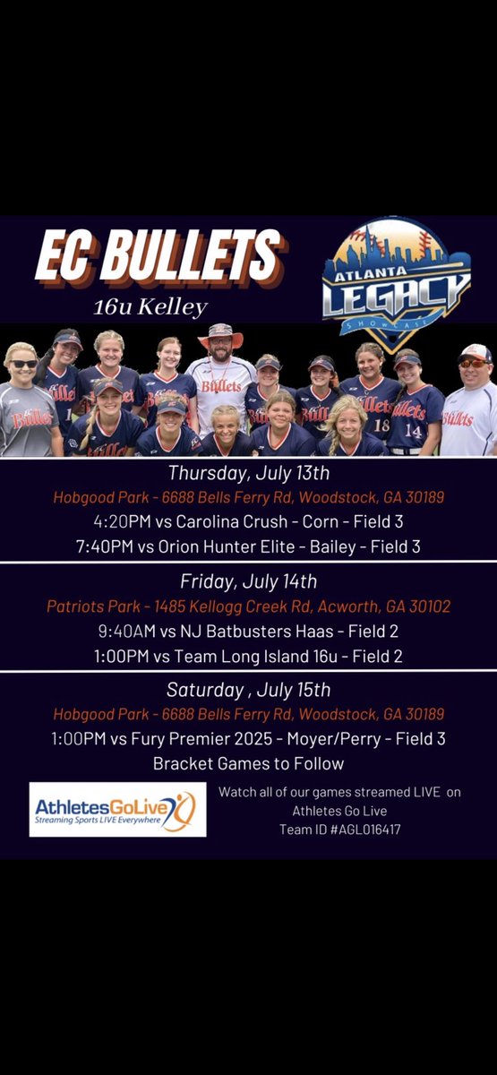 MarleeABrown12's tweet photo. Come watch us at ATL Legacy this week‼️ @KelleyEc @GSU_Softball @CoachANicholson @HawkinsChawkins @UpstateSoftball @CoachPerkinsSB @GSAthletics_SB @KSUOwlsSB @CoachDickey__ @slappers_dad @CoastalSoftball @coach_kgreen @tagenlevao32 @UNGSoftball https://t.co/q3MOou86fd