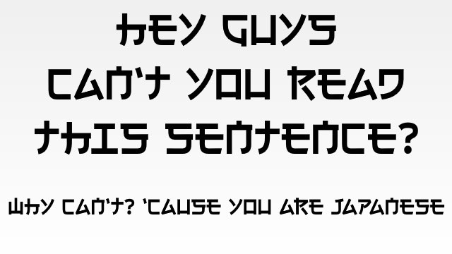 trans_za's tweet photo. この文字読めますか？
実はこれアルファベットなんです🙌

日本在住のカナダ人デザイナーRay Larabie作で
「日本人にだけ読めないフォント」と話題になってます！

1998年に作られてから年々進化しているそうです💡

＃エレクトロハーモニクス
＃翻訳
＃ゼットエー https://t.co/7cAHVAyxzZ