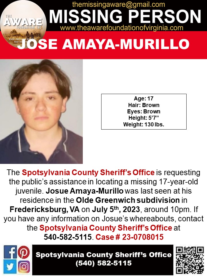 The AWARE Foundation on Twitter "***MISSING JUVENILE*** FREDERICKSBURG