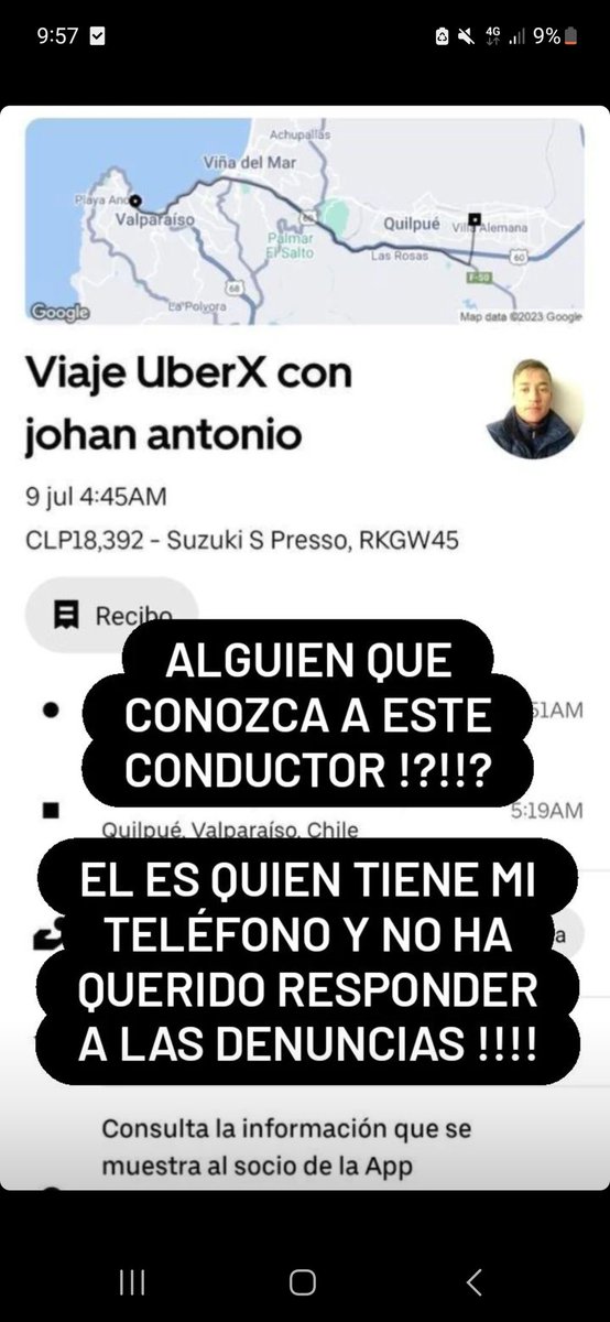 Valeee_ignxcia's tweet photo. @Uber_Chile A mi amiga hoy un conductor de su aplicación le robo su iphone!! Buscamos los datos del conductor en rutificador, la patente, etc y no existeee!!! Necesitamos respuesta ahora ya! No publica esto mi amiga porqué tenía todas sus cuentas enlazadas al celular! https://t.co/LDOXJTNeHw