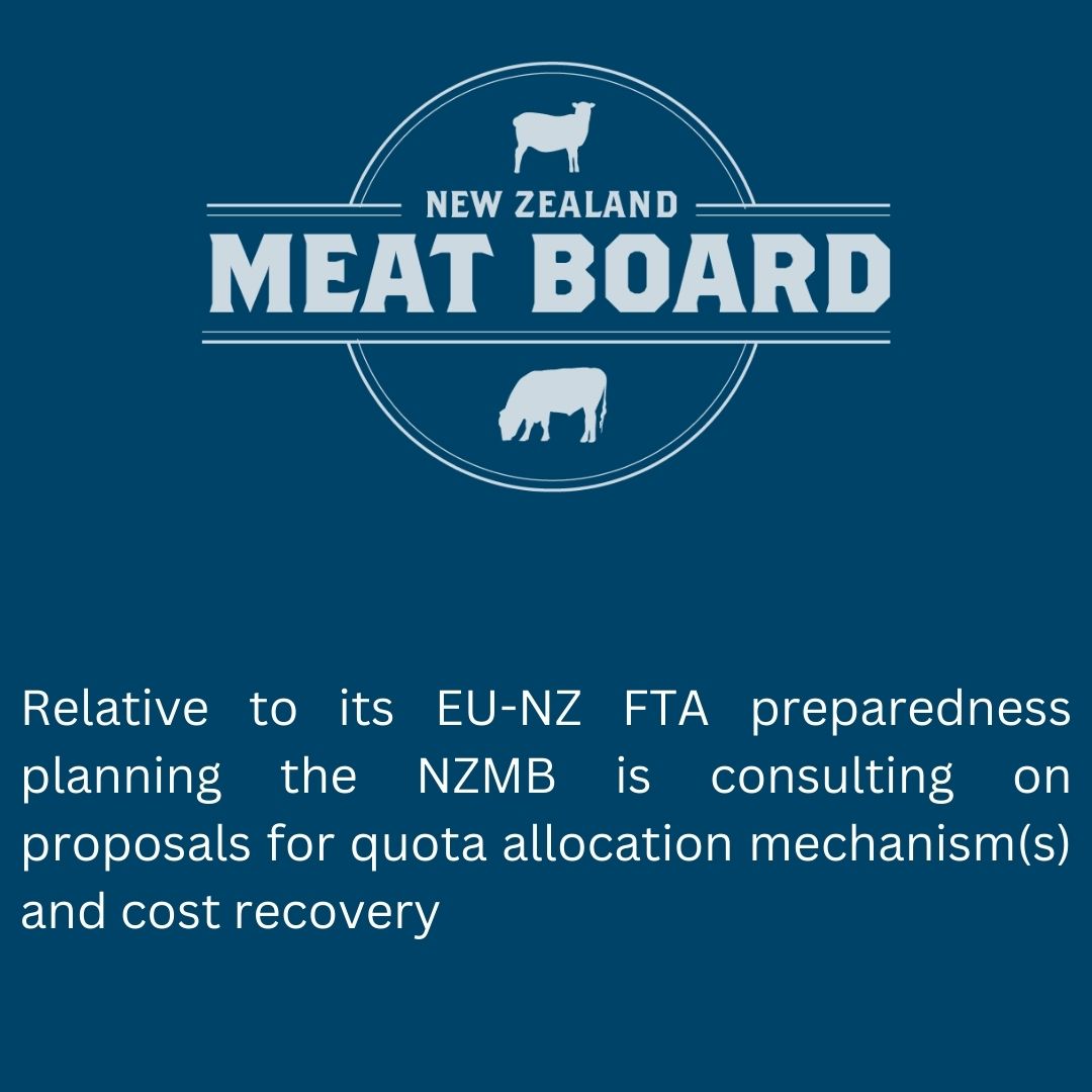 The recently signed FTA between NZ and the European Union has resulted in new Tariff Rate Quotas.
We welcome feedback on the proposals for quota allocation mechanism(s) and cost recovery relative to the EU-NZ FTA here: docs.google.com/forms/d/e/1FAI…

More info: nzmeatboard.org/quotas/eu-nz-f…
