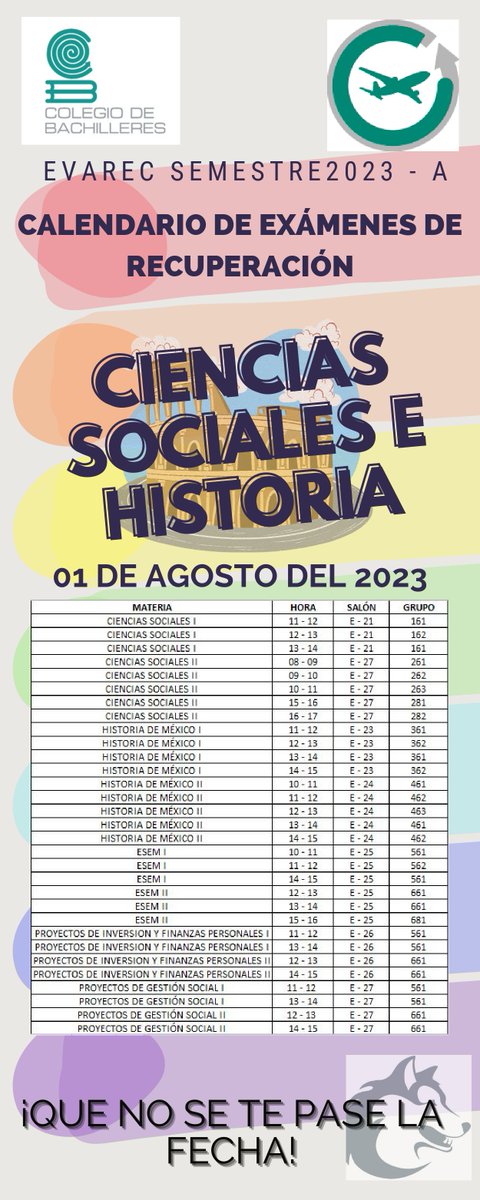 Plantel_10_CB's tweet photo. Les compartimos la programación de exámenes por academia para EVAREC 2023A.
Las inscripciones se llevarán a cabo UNICAMENTE mañana martes 11 y miércoles 12 de julio.
#REGULARIZATE #somosplantel10 #SomosLobosGrises #SomosBachilleres https://t.co/tQSSJzms8m
