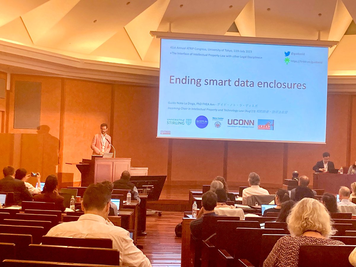 caro_ncube's tweet photo. Now on @guidonld on regulation of the #IoT, access and #IP at Session 6 #ATRIP2023 (#IP and the law of new technologies) with @DanielGervaisIP as chair and other papers from Milton Lucídio Leão Barcellos, @LawTechGadget, Xiang Yu and Corrine Tan. #ATRIP https://t.co/kHJNrPJUwY