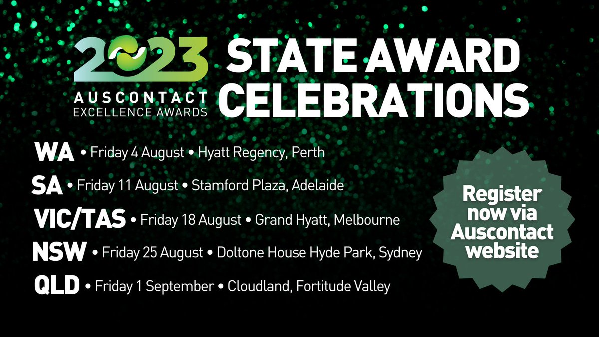 With judging concluded last week, the countdown is on for our 2023 State Excellence Awards Celebrations!

Register yourself and your team today: ow.ly/9LbN50P87F6

#awards #excellence #excellenceawards #contactcentres #cx #celebrate