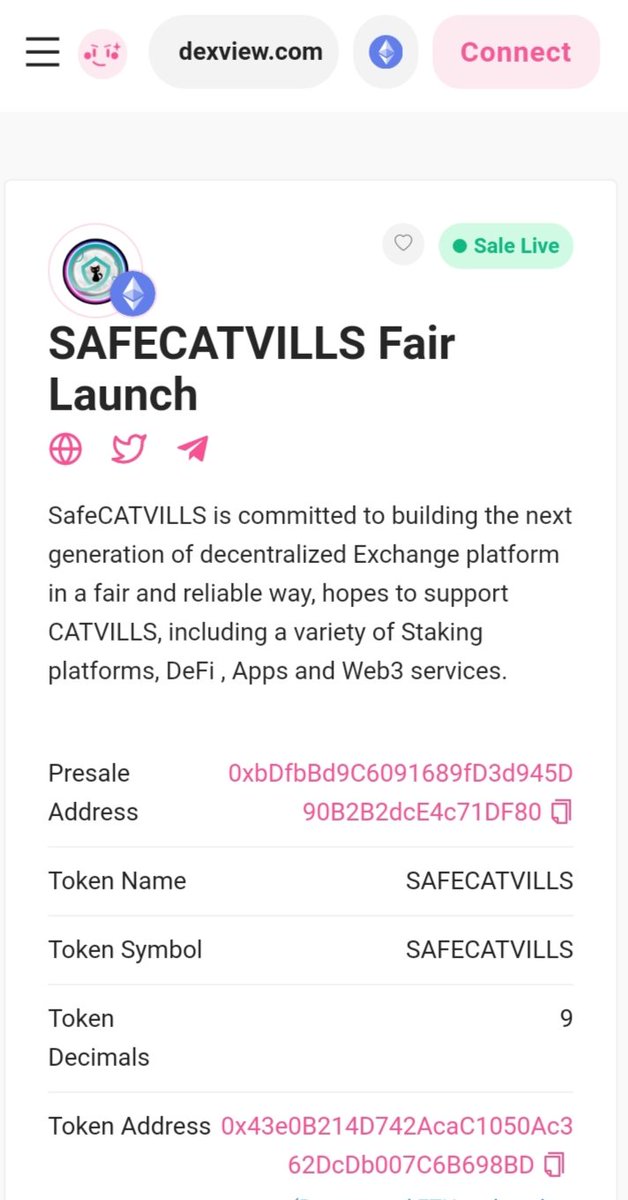 SAFECATVILLS FAIRLAUNCH | ETH

⚪️We're thrilled to have you here as part of the Bullish revolution! Get ready for an exciting journey filled with memes and epic gains.Join us in our pursuit of crypto greatness. Stay tuned 

🚀pinksale.finance/launchpad/0xbD…